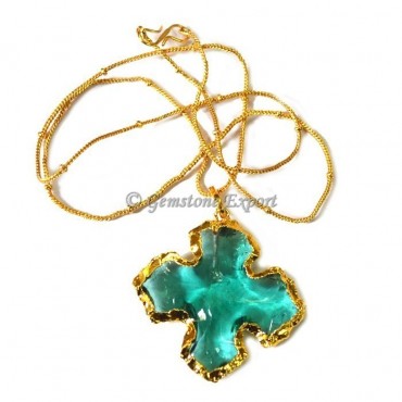 Flower Aqua Glass Arrowheads Necklace