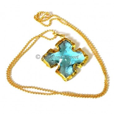 Sky-blue Curved Arrowheads Necklace