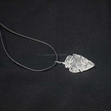 Crystal Quartz Arrowheads Wire Warped Pendants