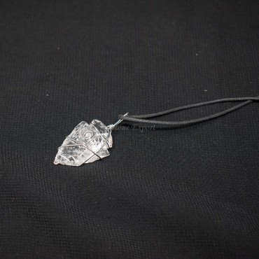 Crystal Quartz Arrowheads Wire Warped Pendants