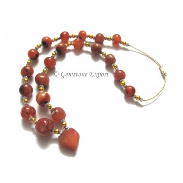 Akik Agate Round Beads Necklce