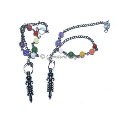 Small Isis Black Metal pendulums with Chakra Chain