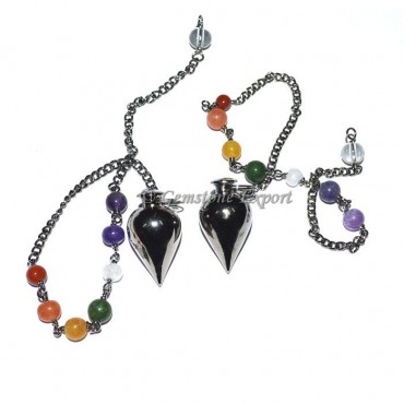 Drop Black Metal Pendulums with Chakra Chain