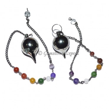 Ball Black Metal Pendulums with Chakra Chain