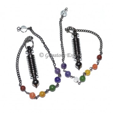 Big Isis Black Metal Pendulums with Chakra Chain