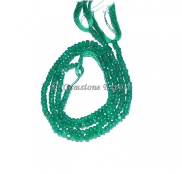 Green Onyx Faceted Rondelle Gems Beads