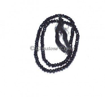 Black Onyx Faceted Roundel Gemstone Beads