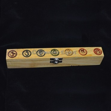 Color Chakra Sanskrit Symbol Set on Wood Box