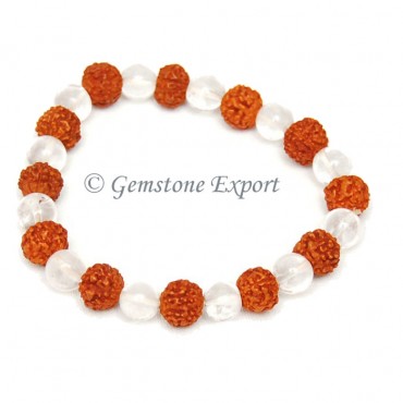 Rudraksha With Crystal Quartz Bracelet