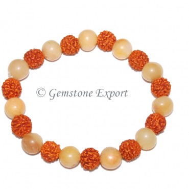 Rudraksha With Golden Quartz Bracelets