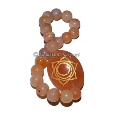 Peach Aventurine Sacral Chakra Engraved Bracelet