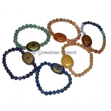 Seven Chakra Engraved Bracelet Set