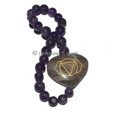 Amethyst Third Eye Seven Chakra Engraved Bracelet