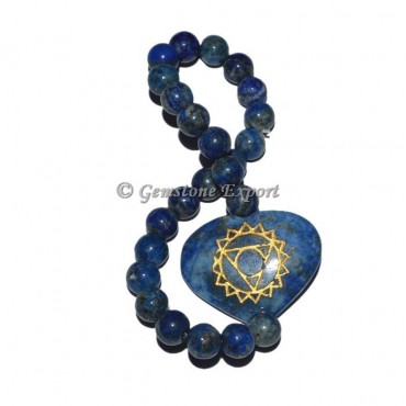 Throat Chakra Engraved Lapis Lazuli Bracelet