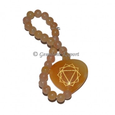 Golden Quartz Seven Chakra Engraved Symbol Bracelet