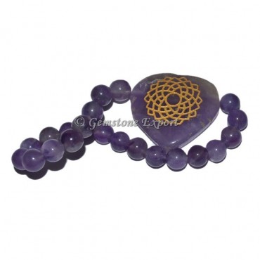 Amethyst Stone Hearts Crown Chakra Bracelet