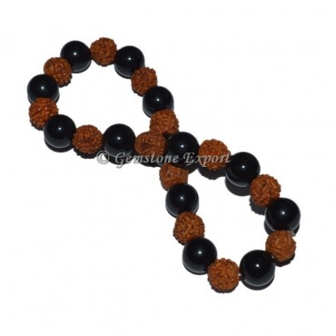 Black Obsidian With Rudraksha Bracelet