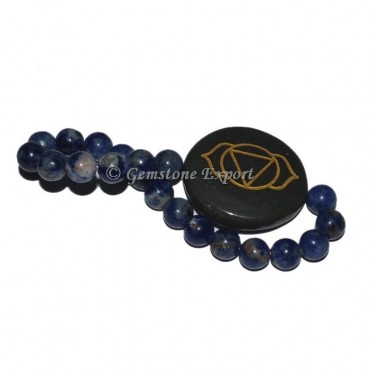 Sodalite Third Eye 7 Charka Engraved Bracelet