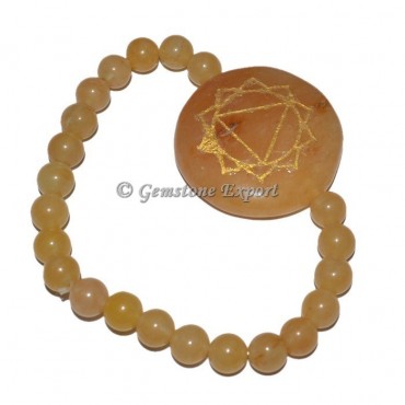 Golden Quartz 7 Chakra Engraved Bracelet