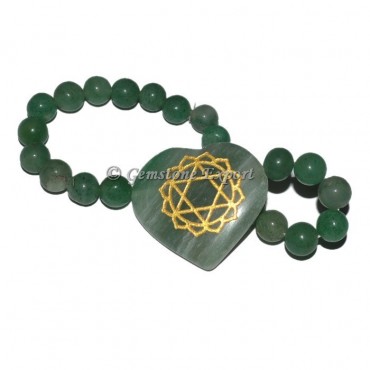 Green Aventurine Heart Chakra Engraved Bracelet