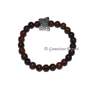 Butterfly Charm Mahogany Obsidian Bracelets