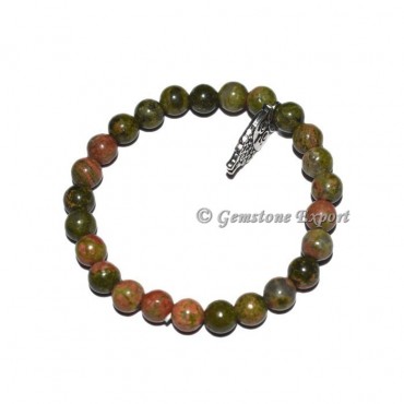 Owl Charm Unakite Bracelet