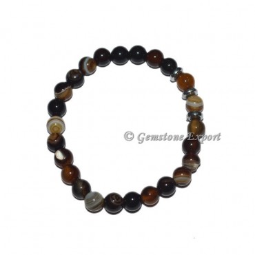 Round Charm Black Onyx Banded Bracelets