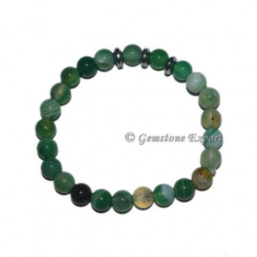 Round Charm Green Agate Bracelets