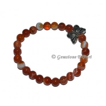 Butterfly Charm Red Onyx Bracelets