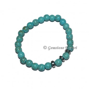 Round Charm Synthetic Turquoise Bracelets