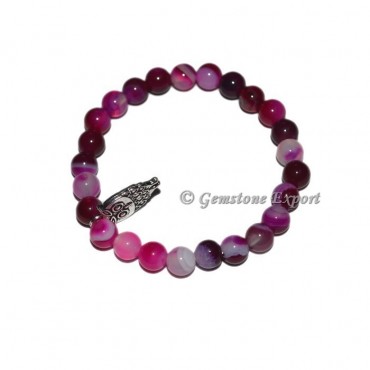 Owl Charm Pink Onyx Bracelets