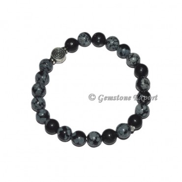 Choko Reiki Charm Snowflake Obsidian Bracelets