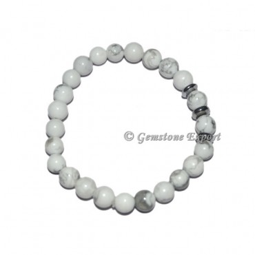 Round Charm White Howlite Bracelets