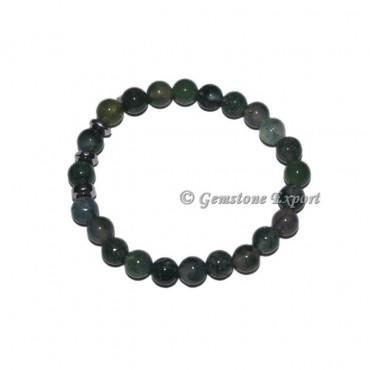 Round Charm Green Moss Agate Bracelets