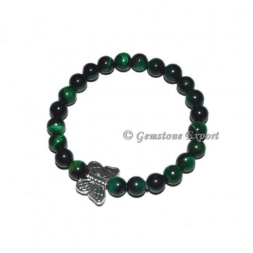 Butterfly Charm Green Tiger Eye bracelets