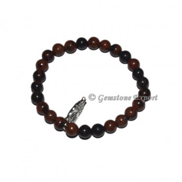 Owl Charm Mahogany Obsidian Bracelets with