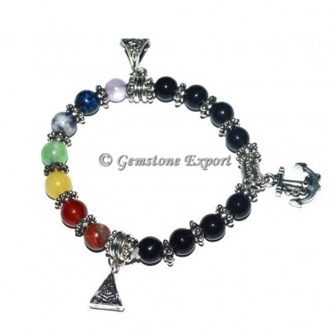 Agate Healing 7  Chakra stone Bracelets with charms