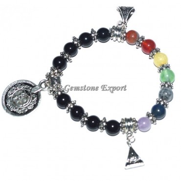 Seven Chakra Stone Healing Bracelets with Charms