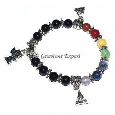 Seven Chakra stone Healing stone bracelets with Angels