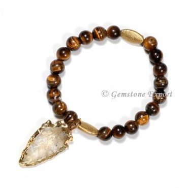 Tiger Eye Gemstone Bracelets With Arrowhead