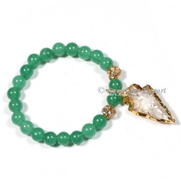 Green Jade Gemstone Bracelets With Arrowhead