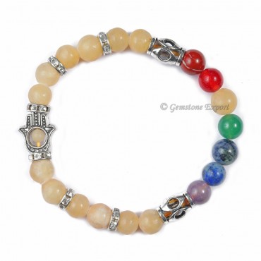 Seven Chakra Hamsa Bracelet With Calcite