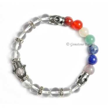 7 Chakra Hamsa Bracelet With Crystal