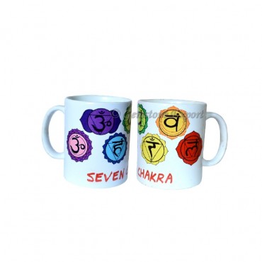 Chakra Color Symbol Printed On Ceramic Cup