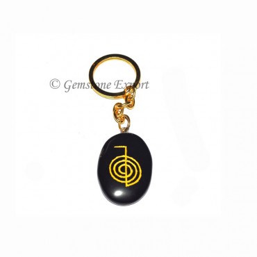 Black Agate Choko Reiki Keychain