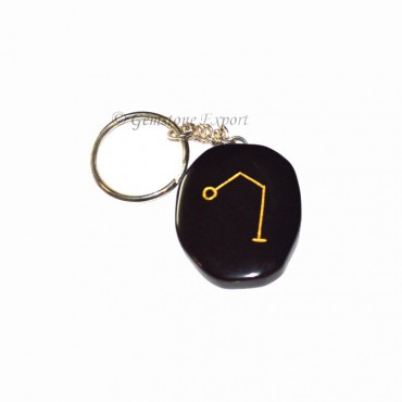 Black Agate Unshape Arch Reiki Keychain