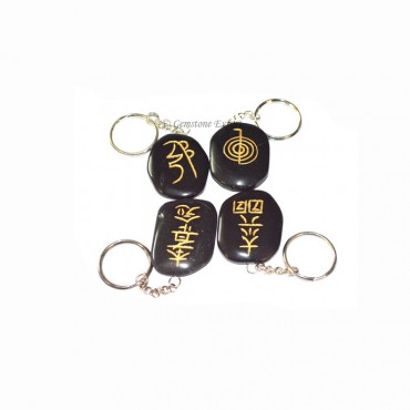 Black Agate Usui Reiki Keychain Set