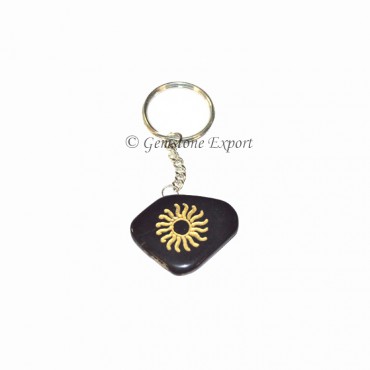 Black Agate Sun Reiki Keychain