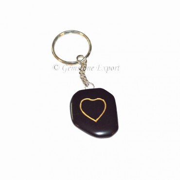 Black Agate heart Carved Keychain