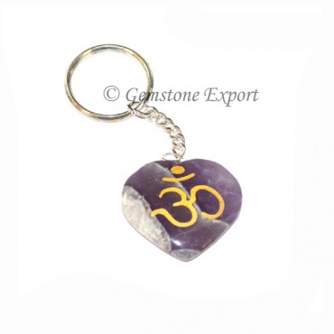 Amethyst Om Keychain